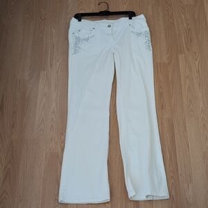 Esprit Collection White Embroidered Waistband Pants